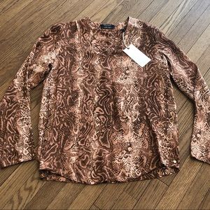 Scotch & Soda Maison Scotch V-neck Viscose Long Sleeves Blouse Size Small